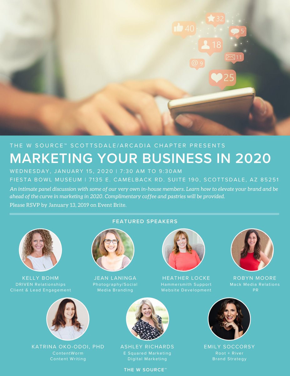 TheWSource's tweet image. What an amazing lineup of our W Source members that our Scottsdale/Arcadia Chapter put on yesterday to discuss Marketing Your Business in 2020 #thewsource #marketing #business #womeninbusiness #2020