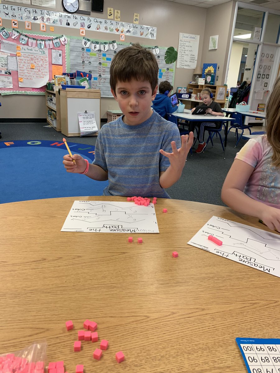 BassettsFirsts's tweet photo. Measuring review and learning how to measure a crooked path! It also brought the skill of adding two or more numbers! 
#csdvt #csdmath #umschamps #iteachfirst https://t.co/iW0zCLnrUm