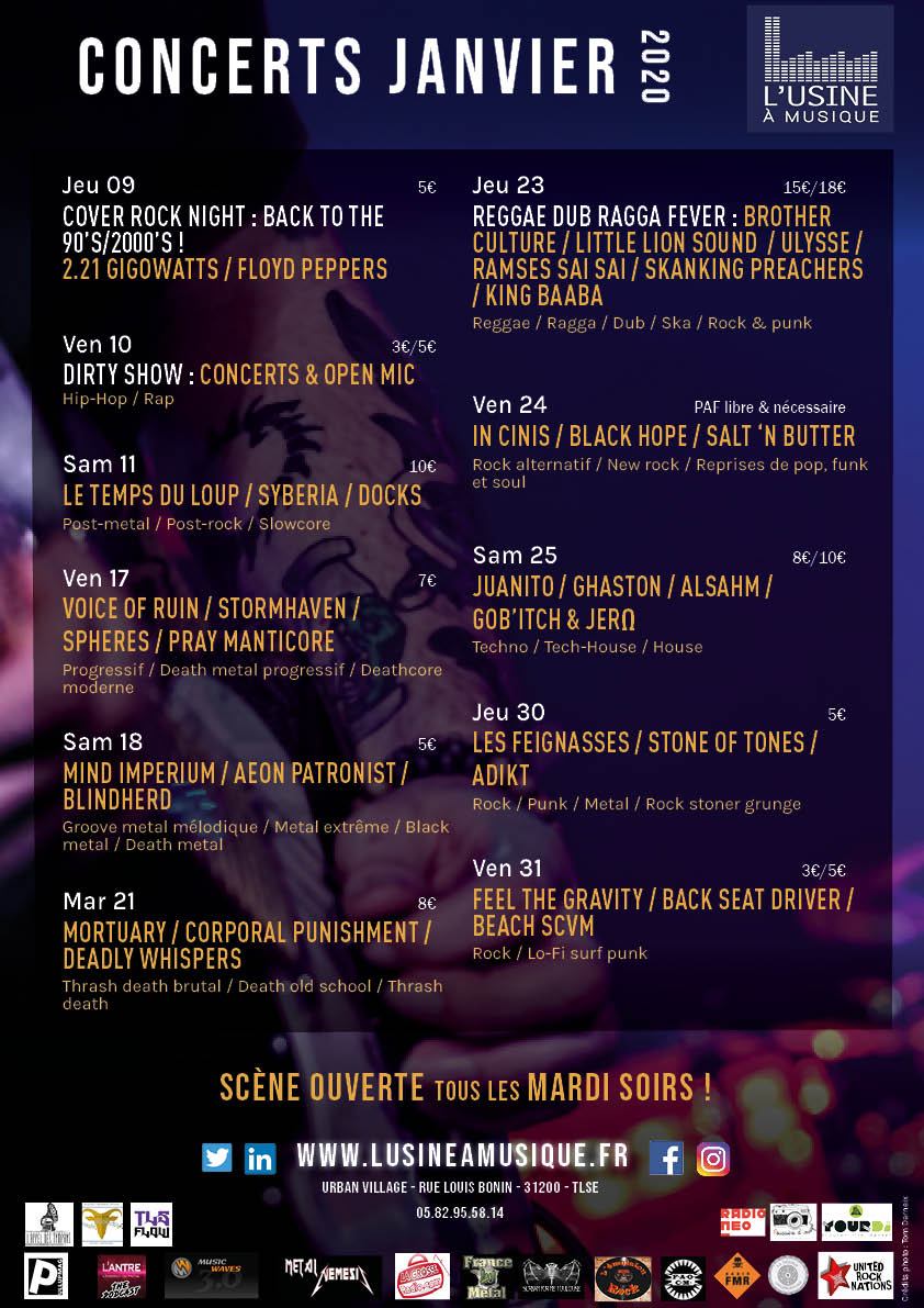 ET UNE BONNE ANNÉE A TOUS ! 
Au plaisir de vous accueillir ! ;)

#toulouse #concerts #scènesouvertes #jamsessions #studiosderépétitions #écoledemusique #bar #expositions #rock #metal  #reggaemusic #Jazz #hardcore #hiphop #punk #dub #ska #sortir #danse #musique