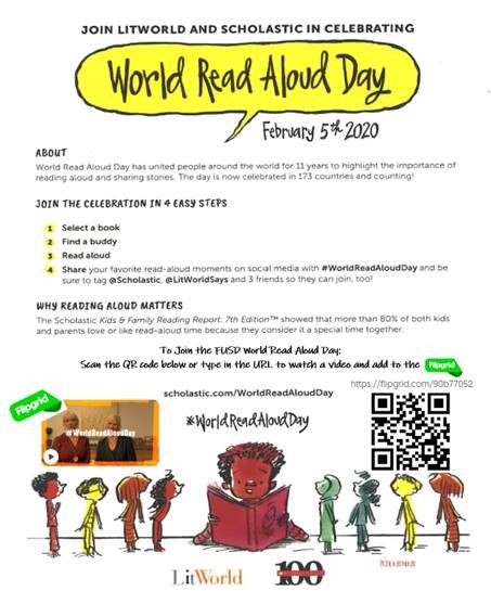 FUSD is doing its part to support <a href="/Scholastic/">Scholastic</a> and @LitWorldSays in their World Read Aloud Day on February 5th!! "A book is a gift you can open again and again!" Garrison Keillor
<a href="/FusdToas/">FUSD Elementary CC TOAs</a> @FUSD_TandLDep 
#WorldReadAloudDay