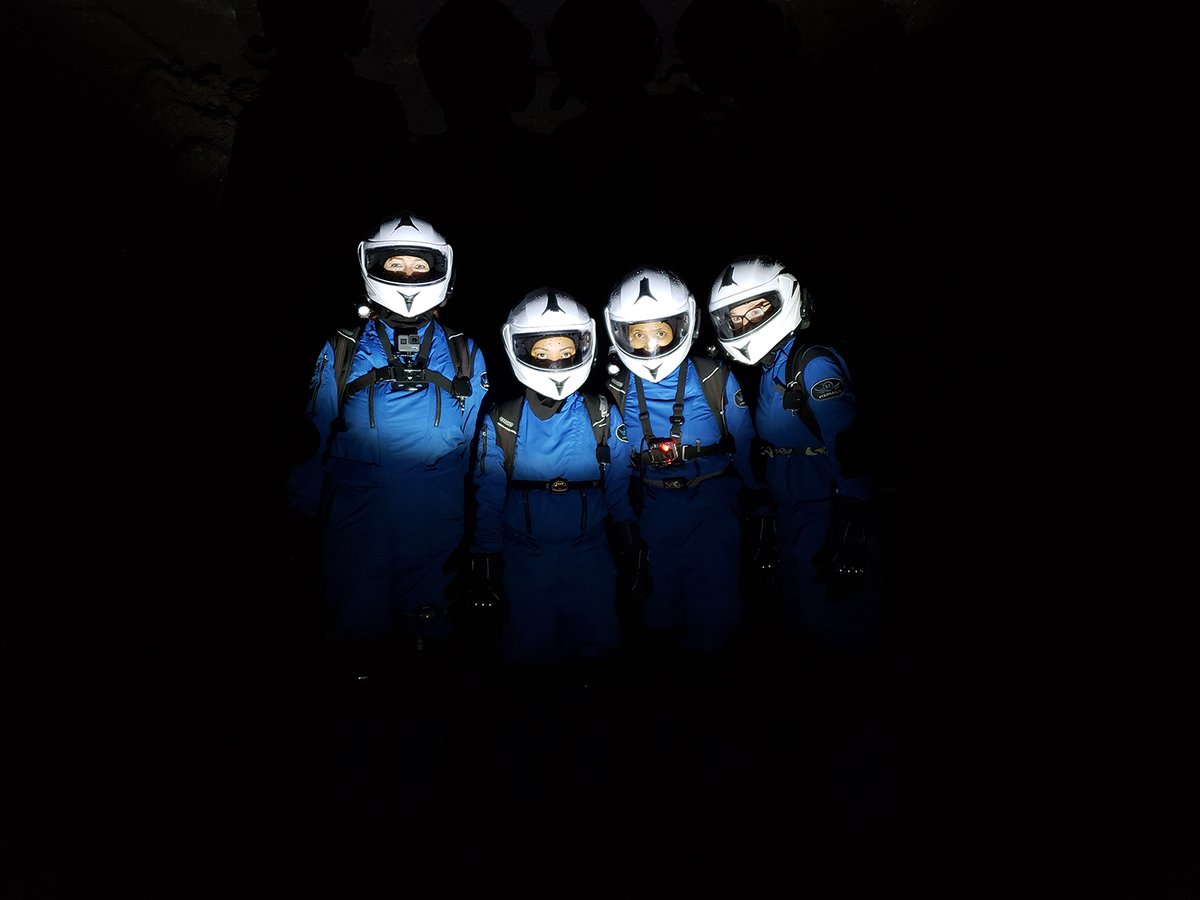 SENSORIA_6's tweet photo. The crew made it back from #EVA7 safe and sound and WOW the photos. They were able to explore the Sarlacc Pitt lava tube system and collect samples. A successful morning! The crewcame back hungry for a warm and tasty @Meals4Mars post-eva lunch. #SENSORIA2020 #Sol13 https://t.co/LoDkVwrKYZ