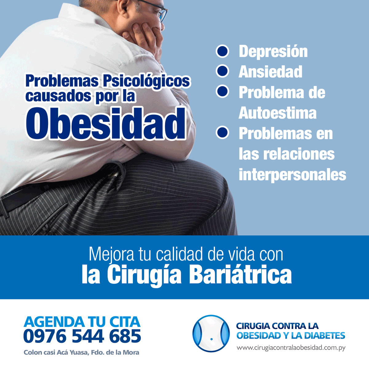 Bariatricapy's tweet photo. CAMBIA TU VIDA CON LA CIRUGÍA BARIÁTRICA. Estamos en: 📍https://t.co/lCdVWc5n2b - 📲AGENDA TU CITA (0976) 544 685 #CirugiaBariatrica #VivirSinObesidad #VivirSano #VivirSinDiabetes https://t.co/4nkqMWjD6Q