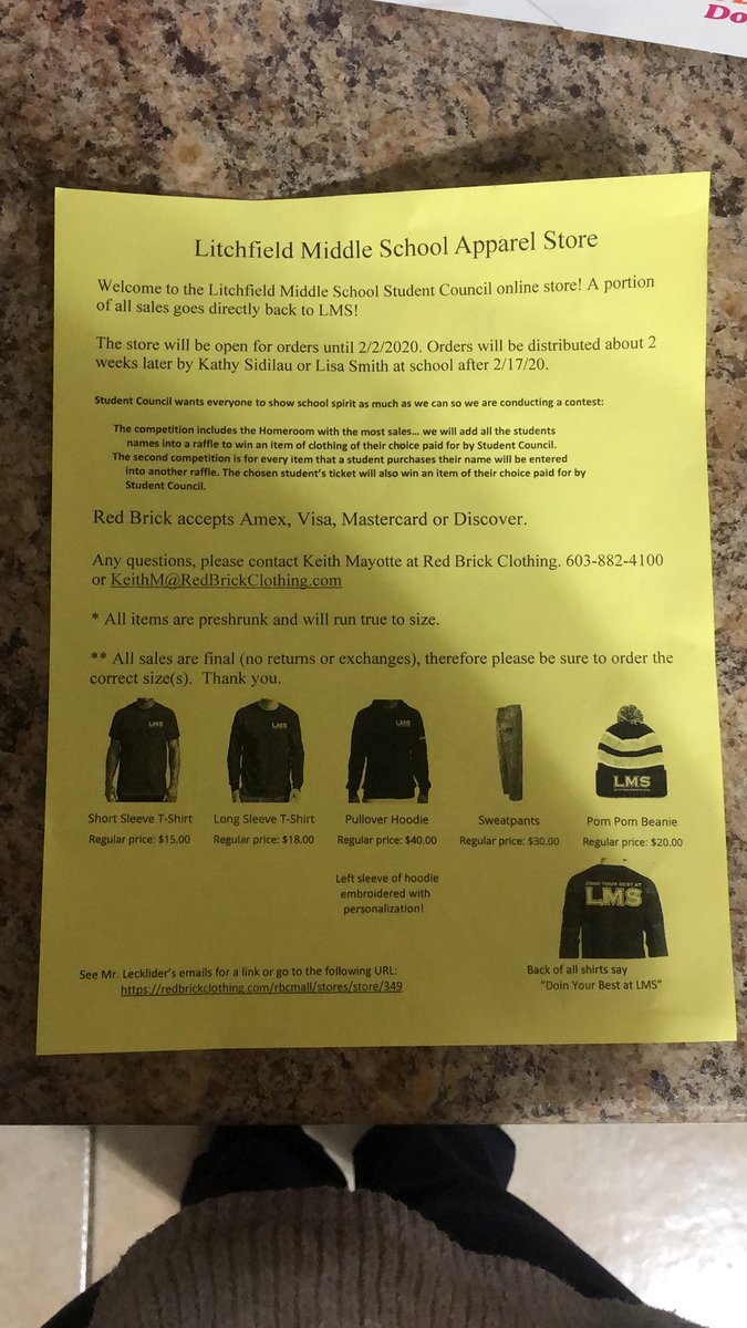 math_durant6's tweet photo. Get your LMS Clothing now! Orders can be placed at Red Brick Company. See the handout sent home today with students! https://t.co/73tMe9LUsE