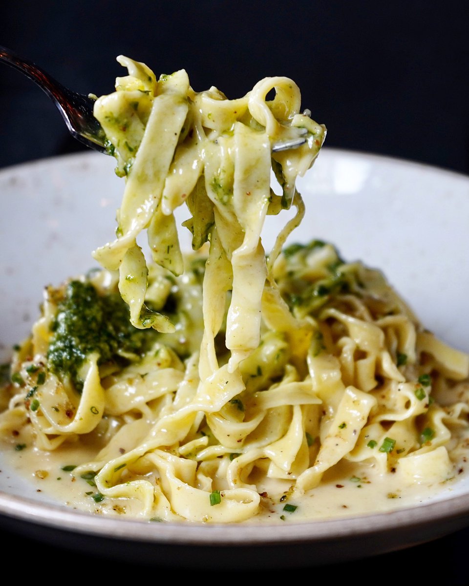 Our house-made Fresh Egg Pasta is served with Anchovy Butter and Chive Pesto... and was inspired by Chef <a href="/bflay/">Bobby Flay</a>’s travels through Rome!