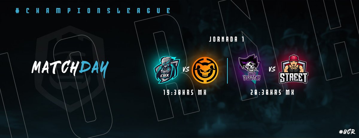 #MatchDay | #CL

- Grandes Enfrentamientos en la Primera Jornada del Grupo B🔥

▫ JORNADA 1 ▫

CBX Esports <a href="/CbxEsports/">CBX Esports (Desde 🏡🎮📱)</a>
🆚
Hell Kings HK @HellKingsGG_
⏰ 19:30Hrs 🇲🇽

Death Pirates eSports @deathpirates1
🆚
StreetARG @StreetARG19
⏰ 20:30Hrs 🇲🇽

#UCR