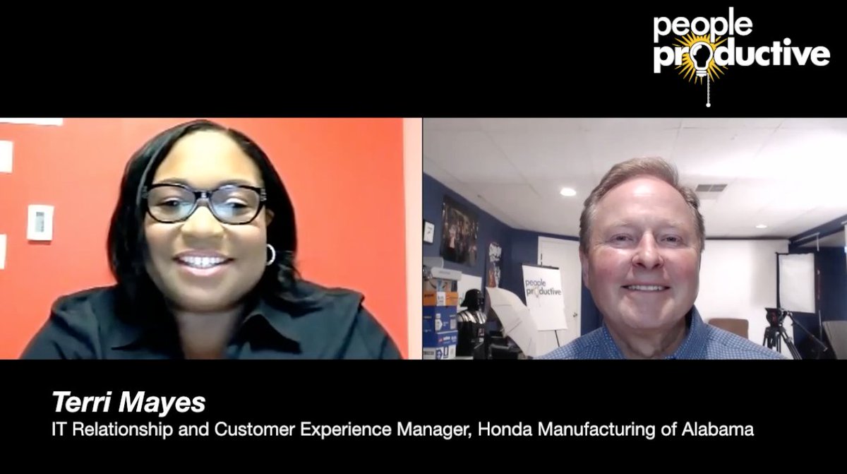 PeoplProductive's tweet photo. Check the Interview with Terri Mayes, IT Relationship and Customer Experience Manager, Honda Manufacturing of Alabama

"Injecting Humanity into Customer Support - And Why It Matters So Much."

https://t.co/Y3BjHtVKTc https://t.co/S6fMYrbjYg