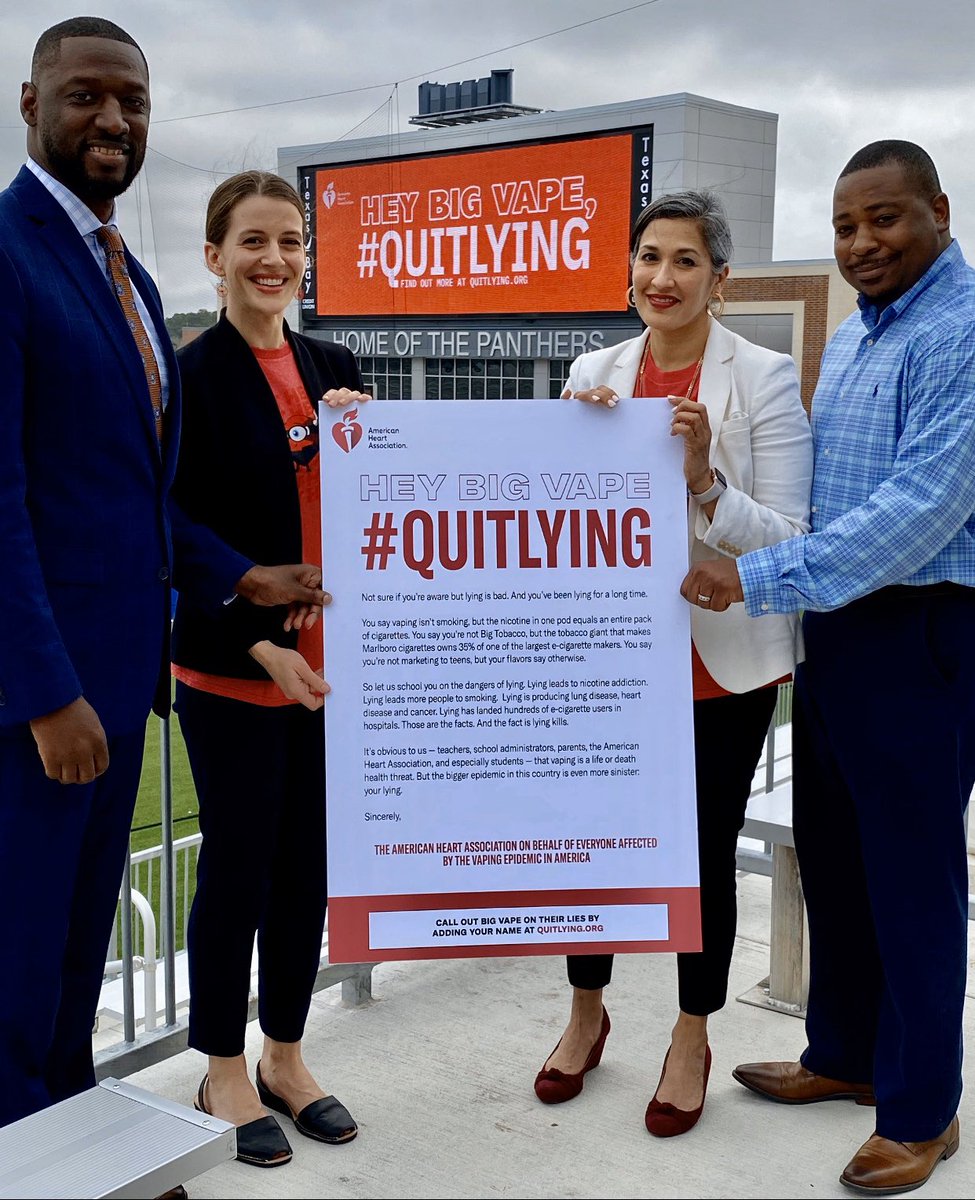 LatinasGoRed's tweet photo. Today, for #QuitLying Day, students across the U.S. are standing up to e-cigarette makers who are addicting a whole new generation to nicotine. Join them and tell Big Vape to #QuitLying at https://t.co/3ZuwahWkAz. https://t.co/pMgm6VF0B5