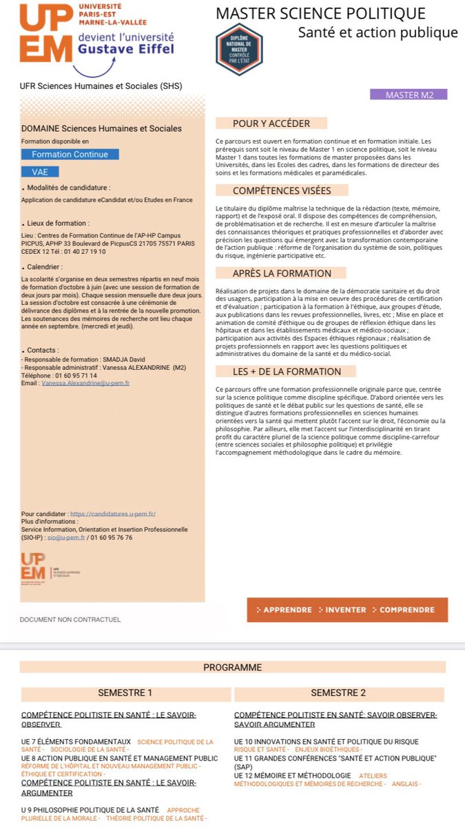 AEDEES_'s tweet photo. Bonjour, 
Nous vous informons de l'ouverture d'un nouveau #master Santé et action publique en octobre 2020. 
Pour tous les professionnels du #soin souhaitant approfondir leur connaissance des enjeux #éthiques et politiques de la santé. 
Contact : D. Smadja 
david.smadja@u-pem.fr https://t.co/sfnFjdSVNt
