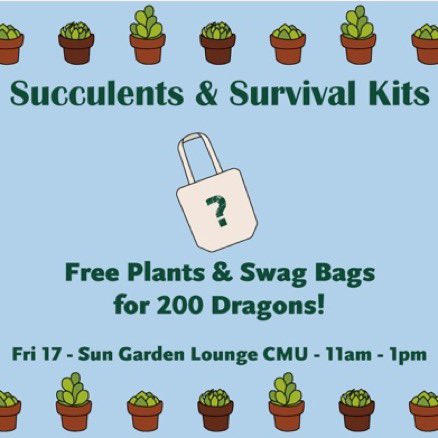 FYPMSUM's tweet photo. Make sure to stop in the Sun Garden Lounge from 11am-1pm on Friday to make your winter survival kits and get a free succulent! #dragonpride #winterwelcomeweek #dragonfamily #dragonsucculent https://t.co/eWBWBE3sld