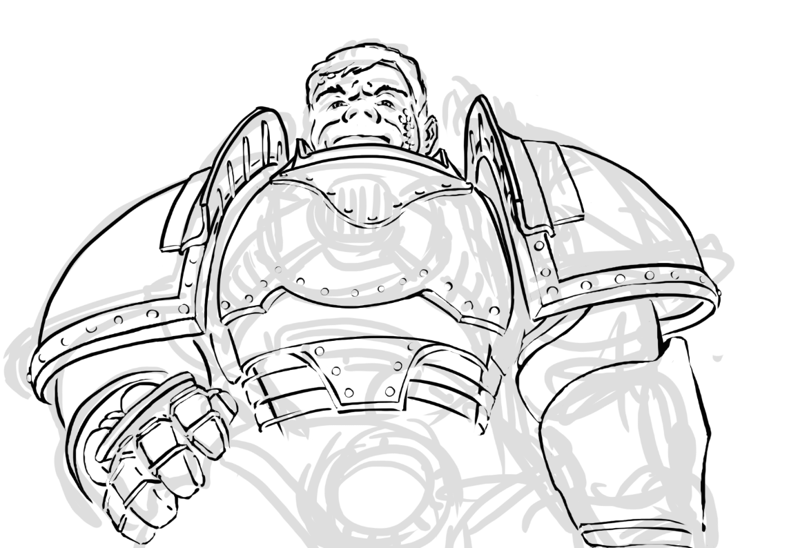 Master_Alarm's tweet photo. Oh look, who is this guy? #lucky13art #masteralarm #warhammer40k #wh40k #wh40k_art #sketch https://t.co/KbALRjDWIX