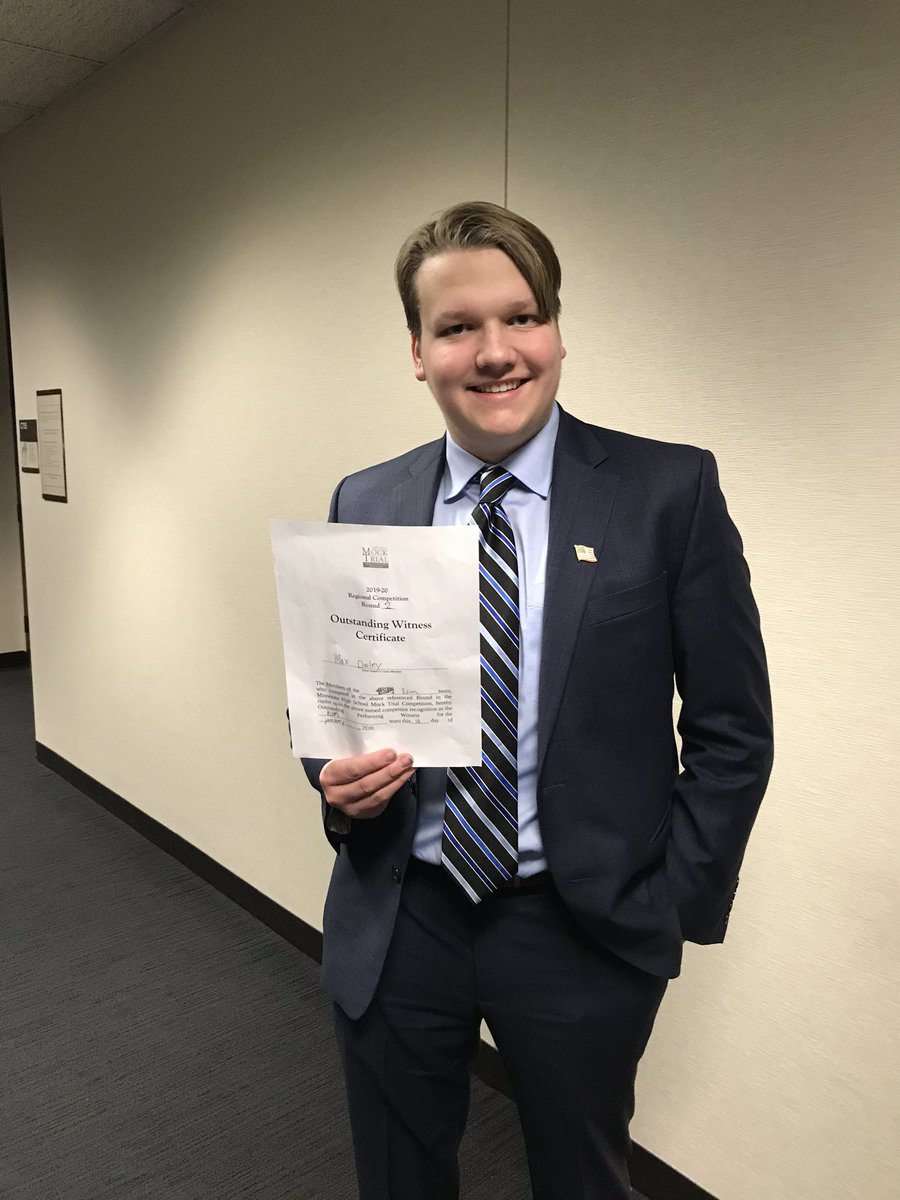 BSM_mocktrial's tweet image. Max is all smiles with his 9 and an Outstsnding Witness Award!!!