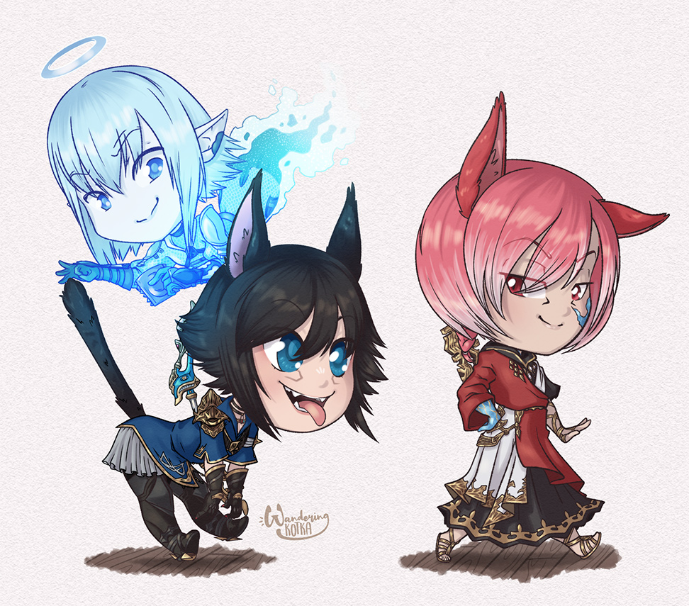ShroomSuki's tweet photo. #ffxiv #ff14 #YoruSolace
I feel so exposed. My friend Kalista had a piece commissioned of my ffxiv WOL, Yoru, with his two crushes Hauchefaunt and G'raha. He was going to keep those feelings inside until he died, but now it's out there. The wonderful artist is Wandering Kotka! https://t.co/EXafNHnvC9