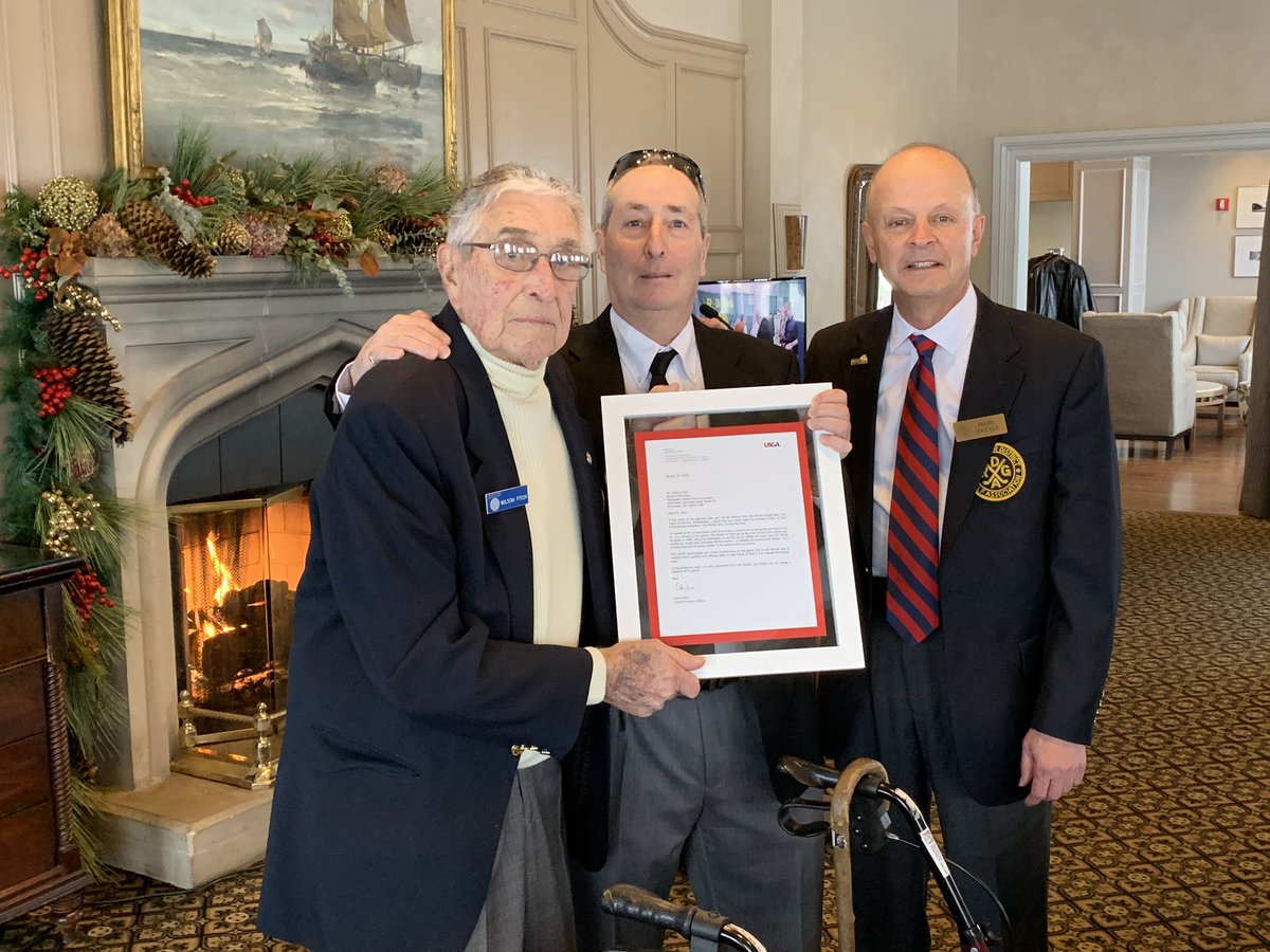 RDGA1929's tweet photo. Wilson Fitch, 91, began as a volunteer RDGA Rules official in the mid 1980s and continues to serve as a Senior Rules official. Today, he was presented with a letter of thanks and recognition from USGA CEO Mike Davis. Thank you, Wilson! https://t.co/bqoj241Aw7