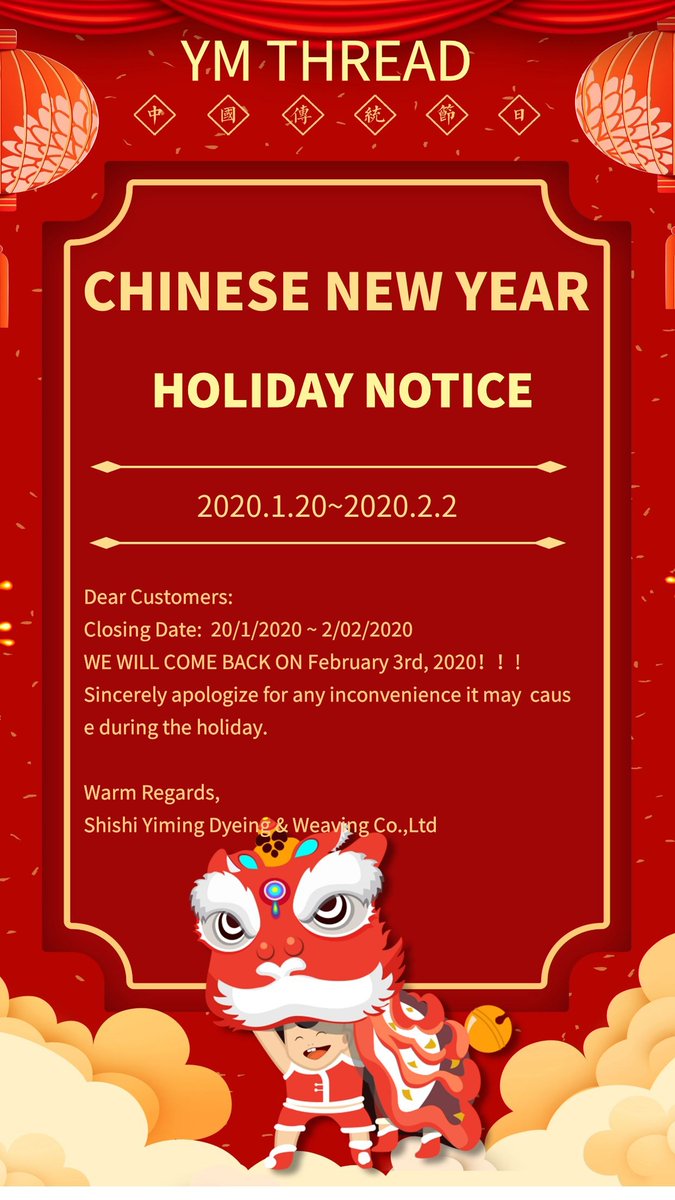 ThreadYm's tweet image. #ChineseNewYear2020  HOLIDAY NOTICE 🥳:

&quot;HAPPY NEW YEAR, HAPPY 2020&quot;😀

@ThreadYm wish all my dear friends has a wonderful time with friends and families.