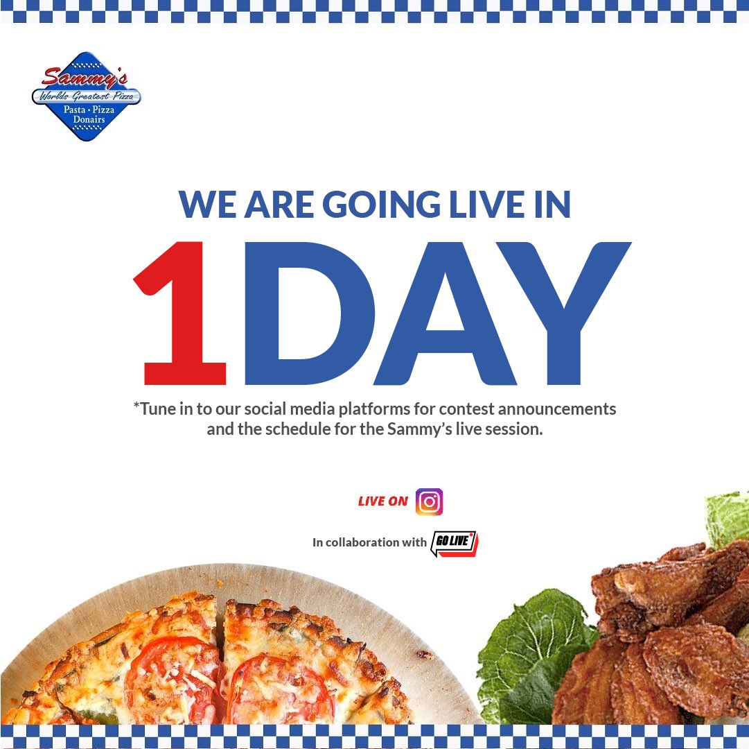 Tomorrow we Go LIVE! Our 6 episode live stream with <a href="/golive/">gary oliverio</a>.watch is going to be based around how we do things at Sammy’s! From all about our business to how we make our pizza, we’re going to show you it all! Stay tuned for our awesome contest details. ⭐️🍕 #yyc
