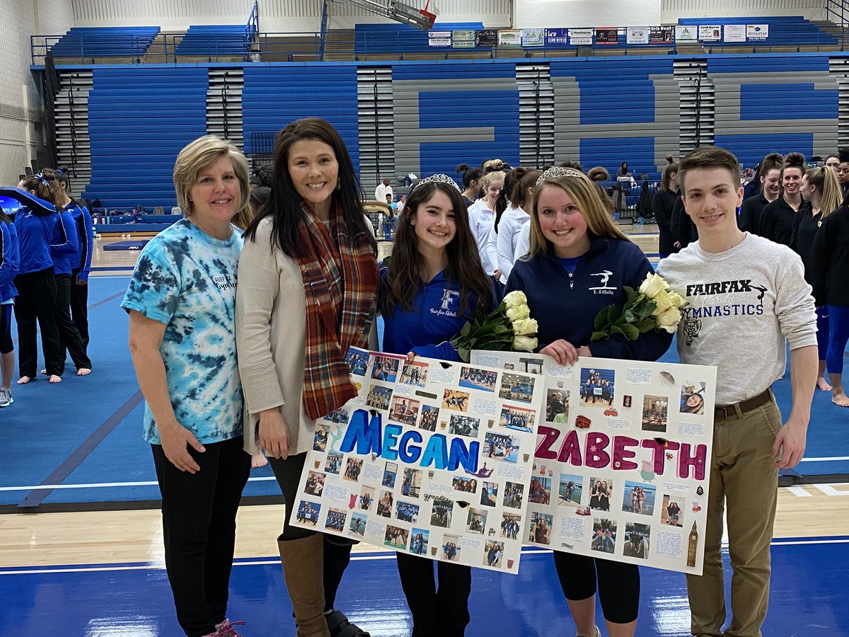 WEAREfairfax's tweet photo. Hype Squad showing their support for their seniors! Congratulations to Megan and Elizabeth, and the entire Gymnastics Team!!! https://t.co/LGWWPF5mtw