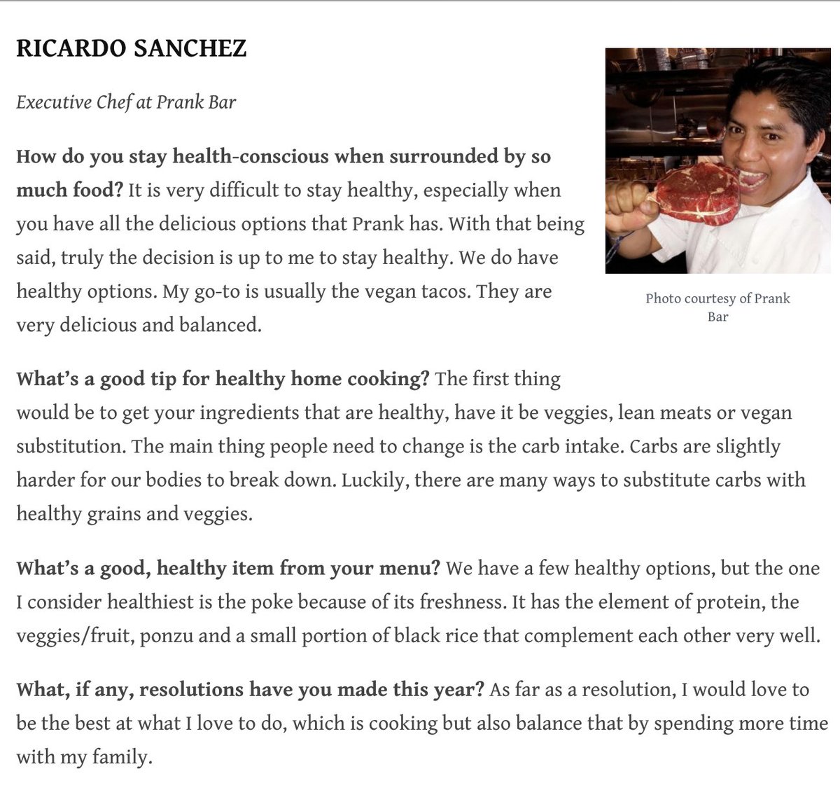 Just a few healthy thoughts from our Chef, Ricardo Sanchez! Thanks to <a href="/LosAngeleno/">Los Angeleno</a> for the shout out!!