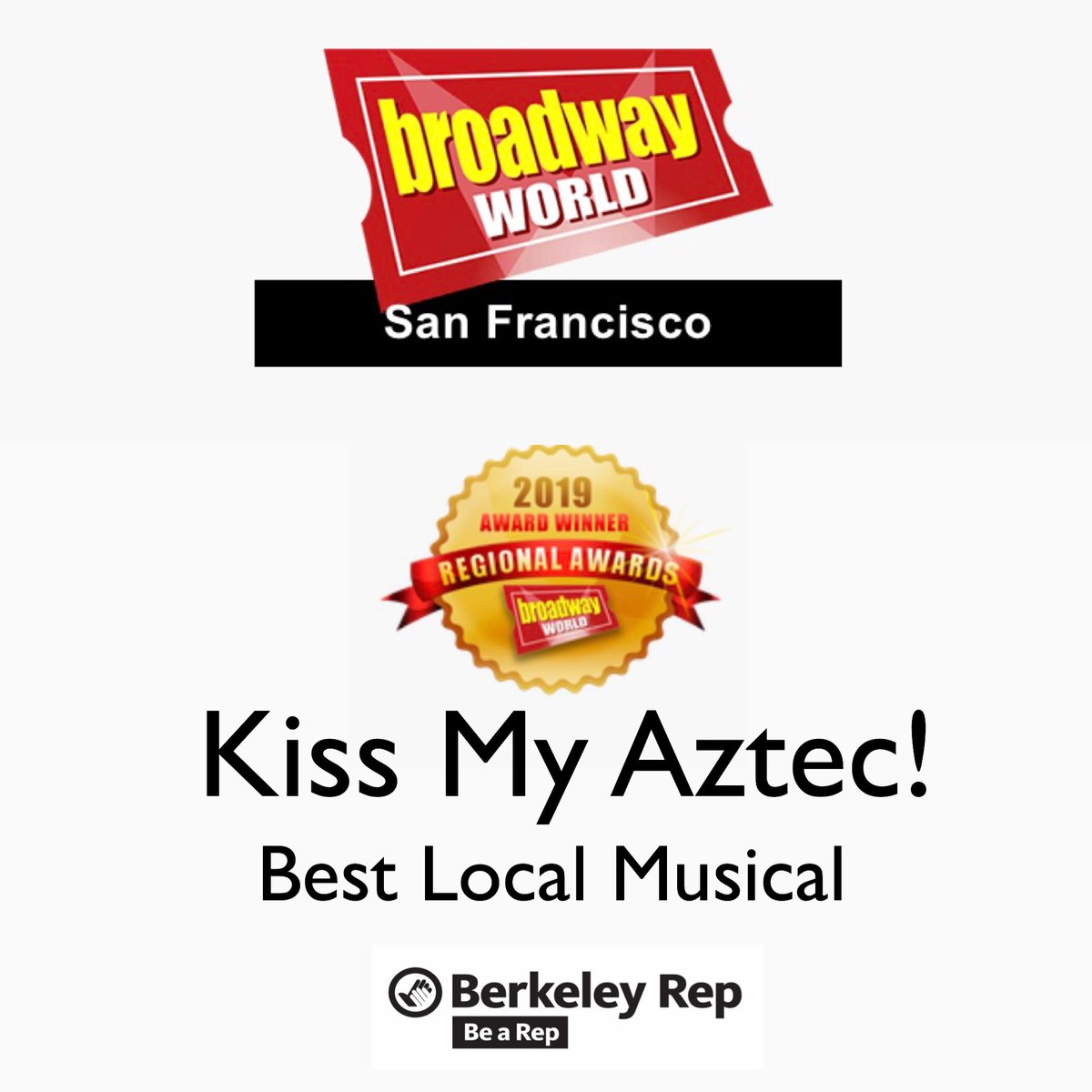 berkeleyrep's tweet photo. Congrats are in order for the cast members of #kissmyaztec Way to go! The Bay Area has great taste! @zacharyinfante @Imyanimarin @msdesrodriguez @JohnLeguizamo https://t.co/aEb21aWf2h