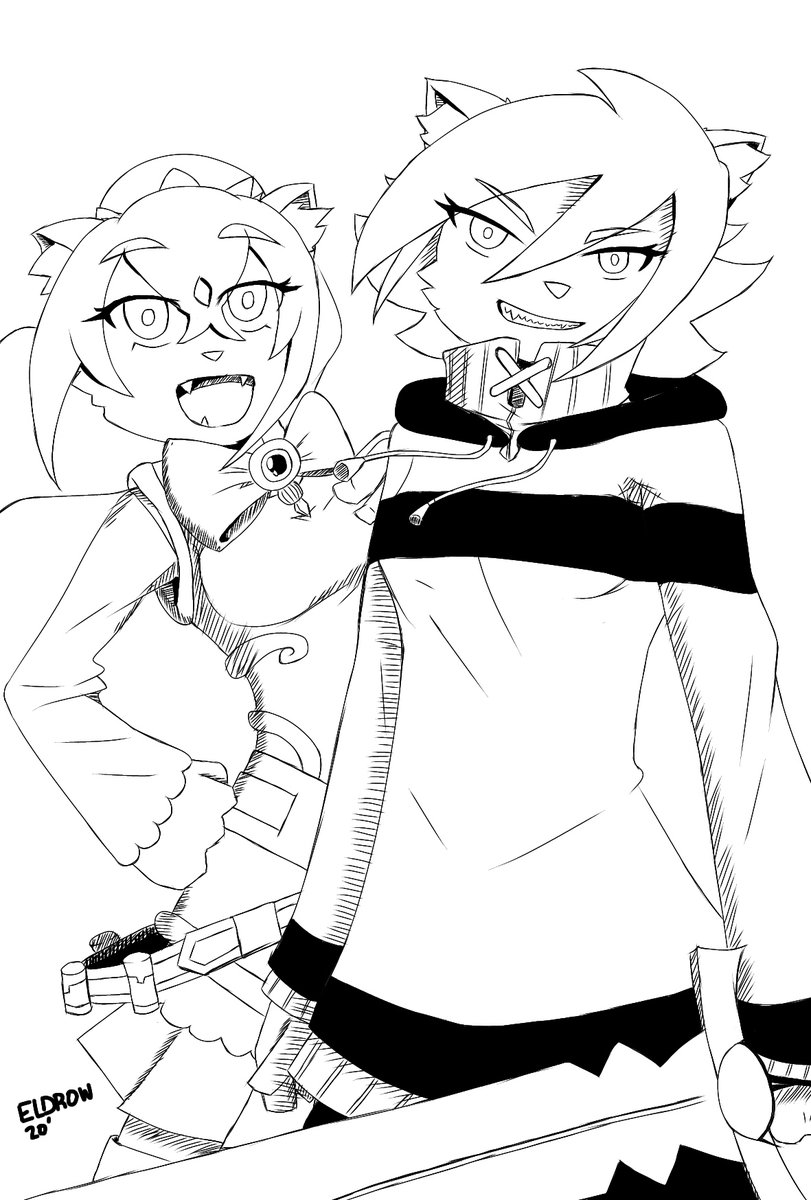 NoldvanoArt's tweet photo. Primer dibujo del 2020. De mi novela en Wattpad. 
Kate, la Gata Aventurera y portadora de la espada Katzkrash.
Daniella, la Aprendiza de Maga.
#adventurerkat #furry #anthro #anime #manga #cat #adventurer #rpg #dnd #mage #witch #warrior #wattpad #pothook https://t.co/1aPFIHHmuX