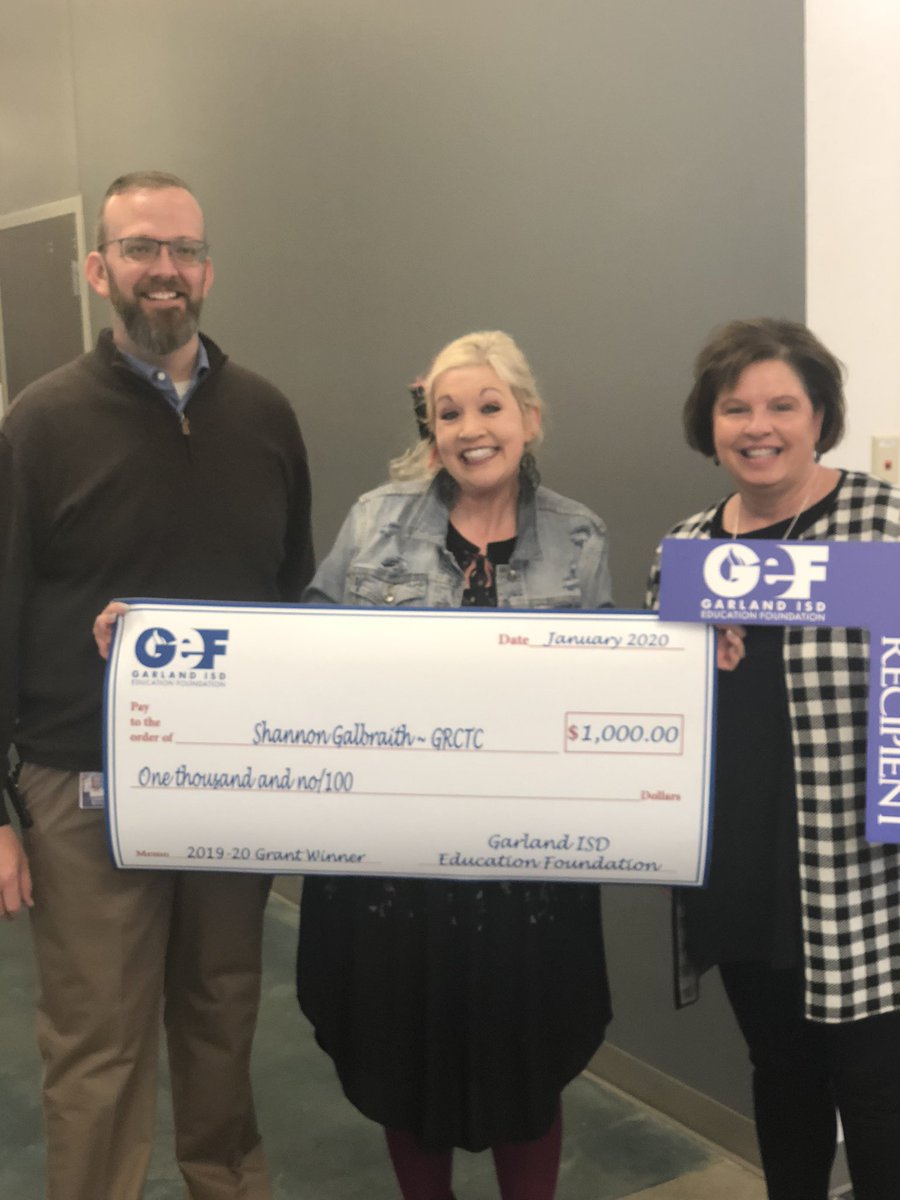 GR_CTC's tweet photo. The Garland Education Foundation came by today and gave away $$$ grants $$$ to our staff! #thanksGEF https://t.co/mjsuIjVU1X