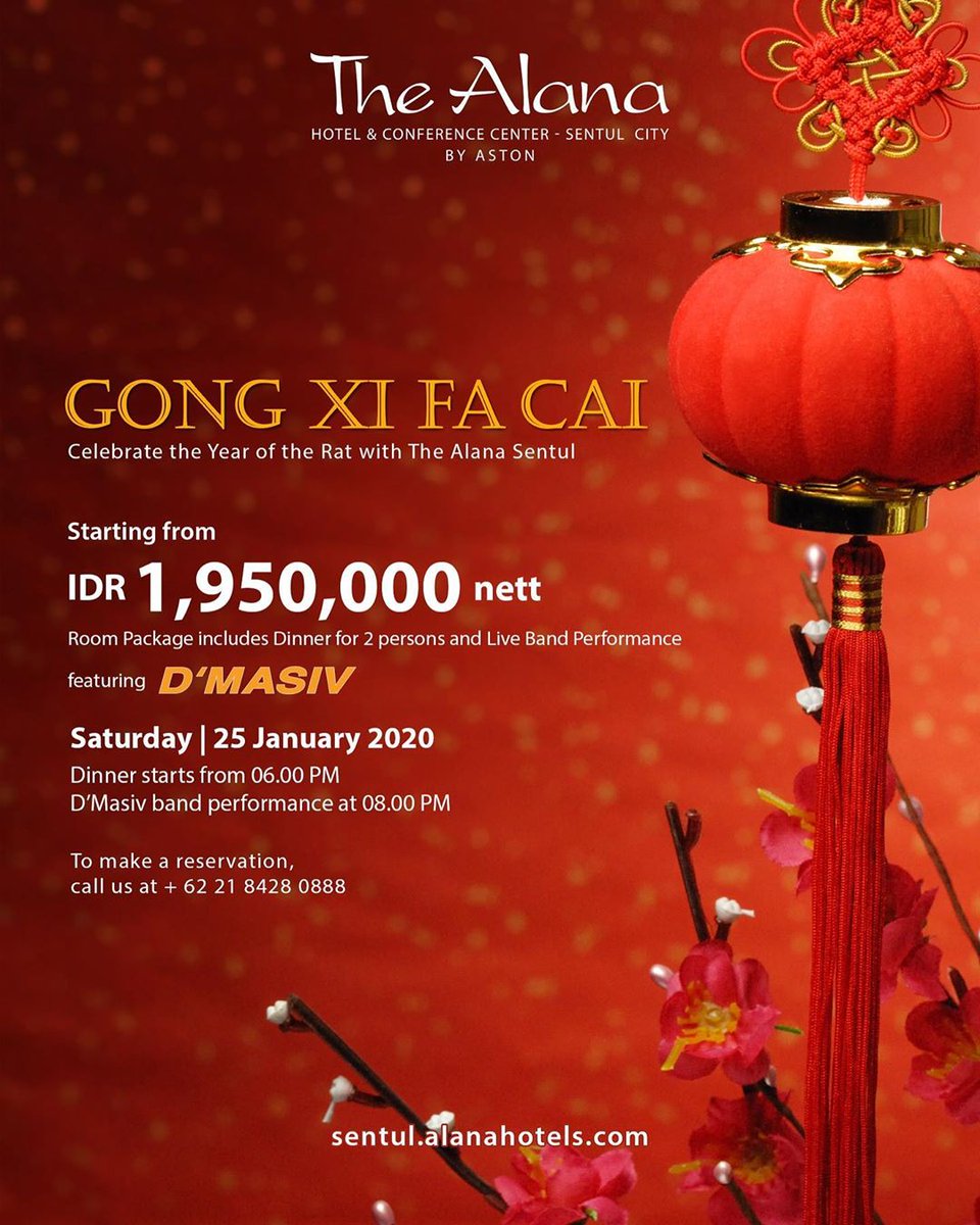 Feel the warm and exciting vibes of Lunar New Year’s Eve celebrations 2020 with unforgettable family weekend Getaway in Sentul Area. . To make a reservation, call us at 021 842 80 888 sentul.alanahotels.com