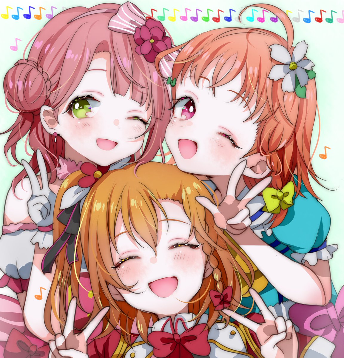 高坂穂乃果 ,高海千歌 ,上原歩夢 「もうすぐ会えるね!#ラブライブフェス 」|２９９のイラスト