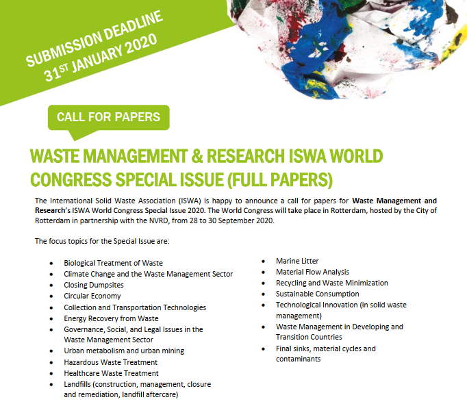 ISWA_org's tweet photo. ONLY 2 WEEKS LEFT!

Don't miss your chance to be in the Special World Congress Issue of Waste Management &amp; Research.

Submit Here: https://t.co/HexsfIBvQe

#ISWA #ISWA2020 #WM&amp;R #Waste Management https://t.co/Mw9pm2RaPI