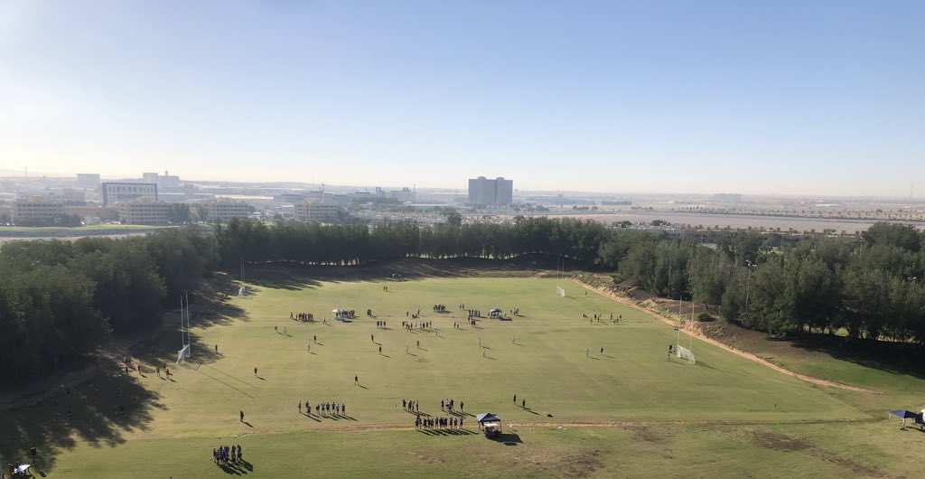GrizzlyAgronomy's tweet photo. First big event on the new pitches today. Gaelic Football tournament @AlHamraGolfClub possibly one of the first driving ranges that doubles as sports fields... #thinkingoutsidethe📦 https://t.co/K1uE2FTyHh