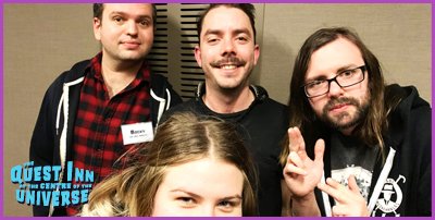 It's all finger guns and name tags with this lot. Settle in with the crew for another spicy #QuestInnPodcast story!

Catch all the new episodes starting with this one:
thequestinn.com/e/041-all-book…

@WhoIsBeauWindon <a href="/dougneale/">Doug Neale</a> <a href="/ThomasVFahey/">ThomasValentineFahey</a> @IndianaKiely #podcast #improv #Comedy #Scifi