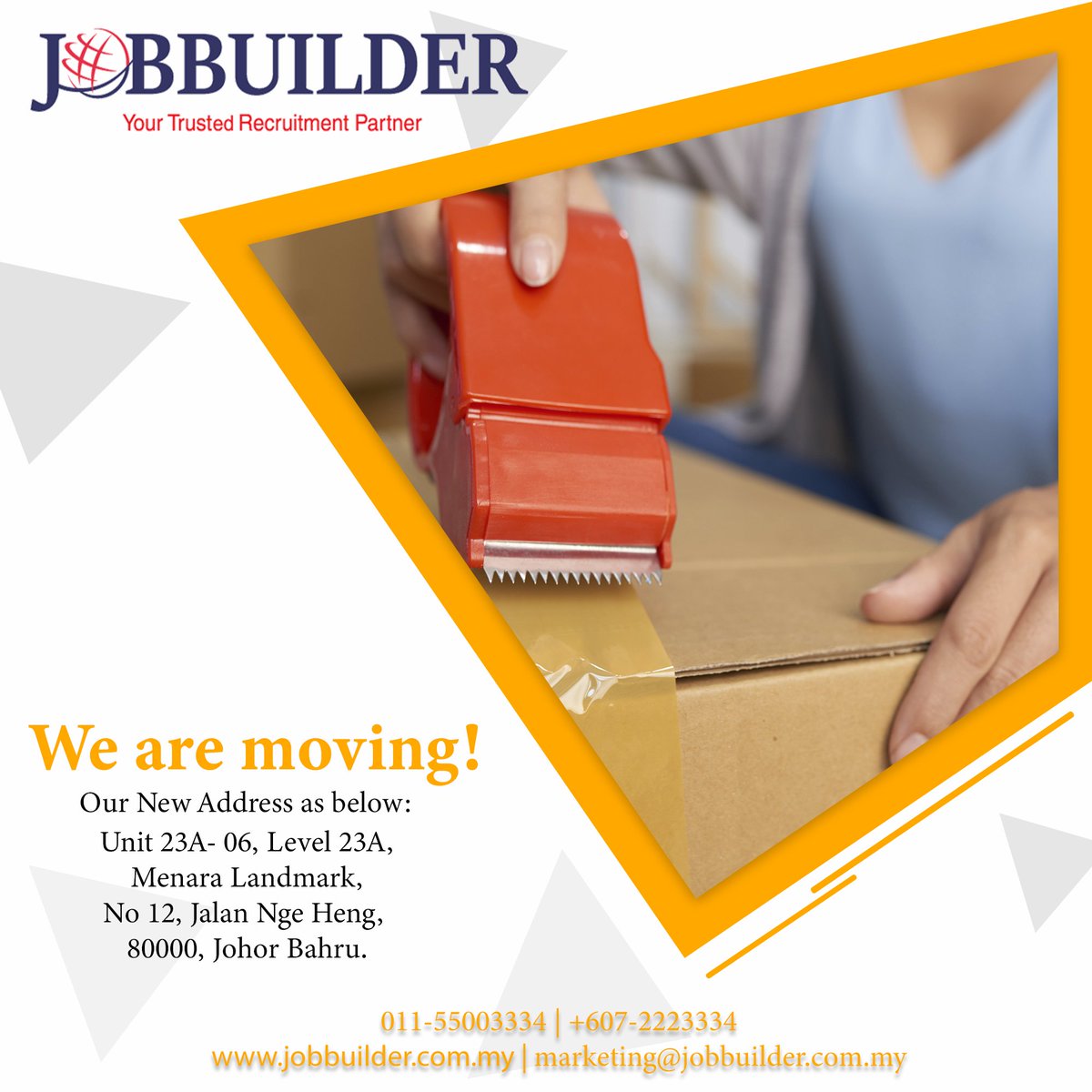 jobbuilderMY's tweet photo. Proud to announce that we are relocating to a nicer office #jobbuilder #dreamjob #newoffice #friday #weekendiscoming https://t.co/hBG7JHjAnL
