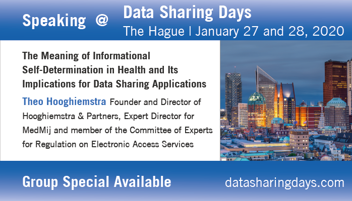 @THooghiemstra, founder and director of @HooghiemstraP, talking about #DataProtection, #Governance and innovation in #Healthcare at the @DataSharingDays in The Hague on Jan 27 and 28, 2020. Agenda: datasharingdays.com #DSDTheHague @ThePaypers