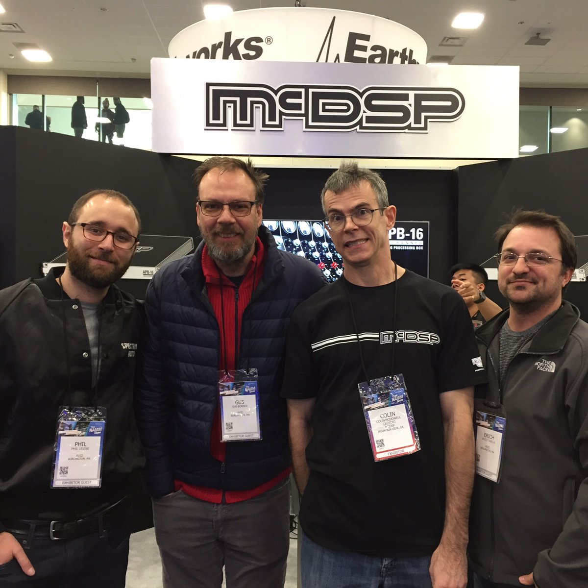 McDSP_PlugIns's tweet photo. 😎 Colin featuring great friends at the McDSP Booth #14905 (North Hall) on the first day of the NAMM 2020 Show (Jean-Marie Horvat, Brad Wood, Sunny Park from Music Metro, Dee, the crew from Igloo Music and more)🎵
#McDSP #NAMM2020 #MooXMixer #ColinsCorner #mixing #analog #plugin https://t.co/ybBPuH9i3y