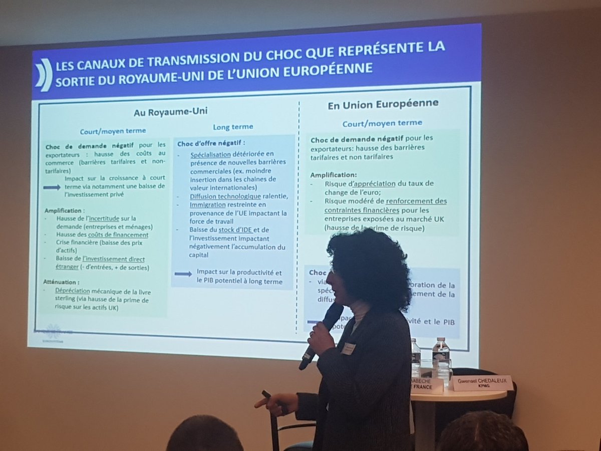 NAPFgrandouest's tweet photo. Pour commencer, les enjeux macro-économiques présentés par Hassiba Kaabeche @banquedefrance 

"Le Brexit est un choc asymétrique, l'UE représentant 50% du commerce britannique, mais le RU seulement 7% du commerce de l'UE"

#Brexit  #PetitDej #Nantes #GrandOuest #UE https://t.co/vDl4HQsgvK