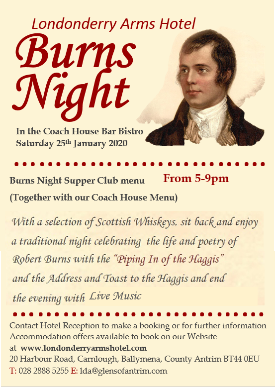 Join us for Burns Night on the 25th of January! An evening of great food, music and history!!
#BurnsNight