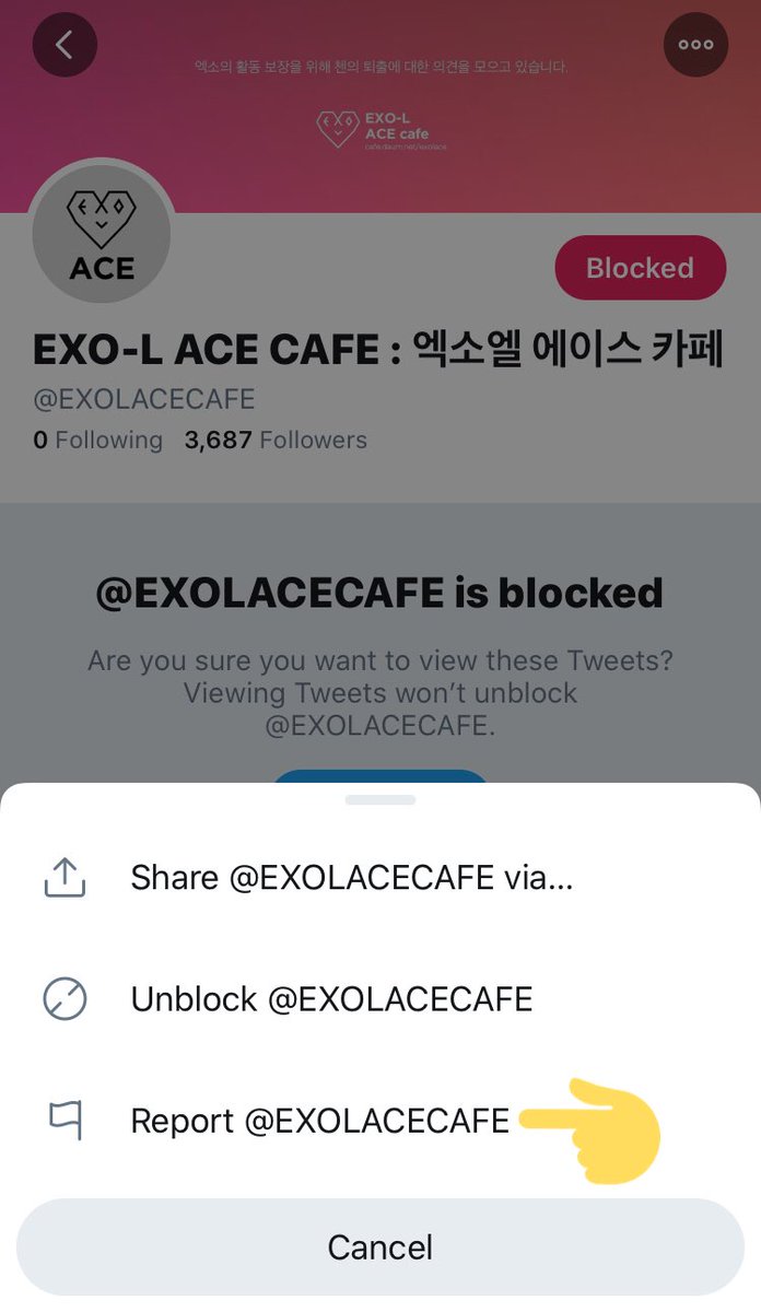 [!] If you haven not done so, please block and report this specific account that has been taking negative actions against Chen.

You know your stance. We know what we stand for. Let us help each other.

#IEXOLsTakeStance
#EXO #엑소 <a href="/weareoneEXO/">EXO</a>