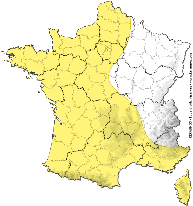 ChasingLive's tweet image. ⚠ Ce vendredi : Quelques orages dans l'ouest et le sud-est @KeraunosObs keraunos.org/previsions/pre…