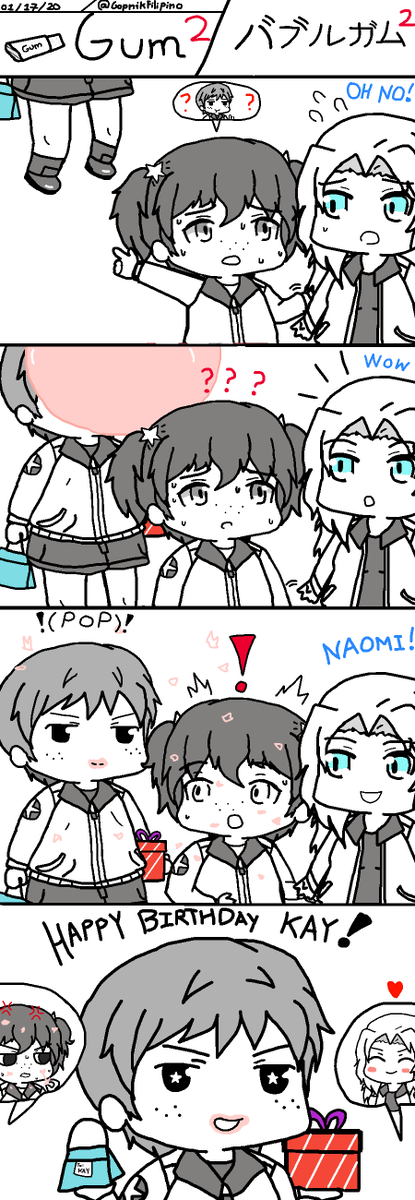 Part 2 of Gum
Naomi Has returned for Kay's birthday!
Happy birthday Kay!!
(this was supposed to be upload at 12 midnight)