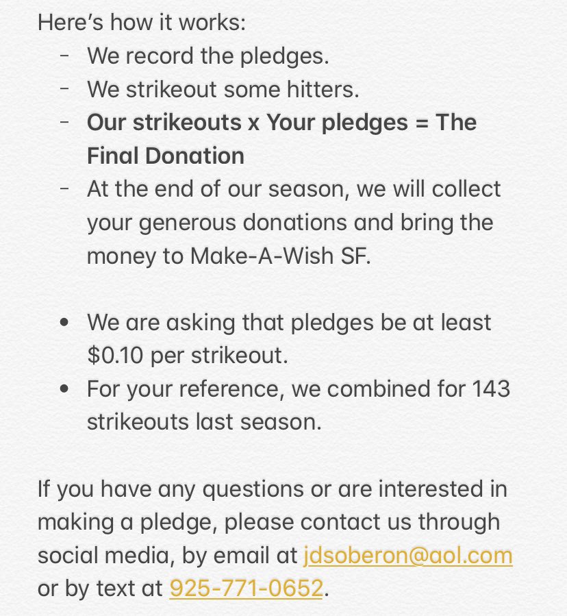 JoeySoberon's tweet photo. Eddie (@Ecurls_) and I decided to do something special with our senior season here at @claytonvalley. We have organized a Strikeout-A-Thon to fundraise for @SFWish!! We’ve seen the work they do and the joy they bring to families around the bay and we’re stoked to be able to help. https://t.co/cmtEHB0zFW