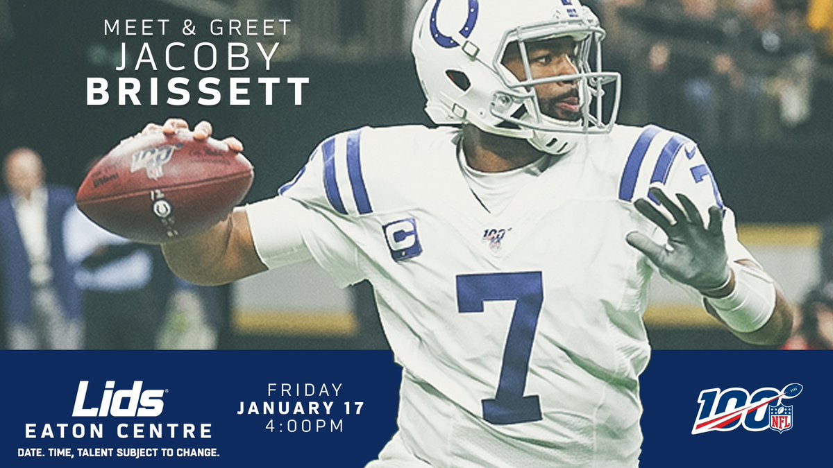 NewEraCanada's tweet photo. #Toronto Come out and meet @JBrissett12 tomorrow at @lids Eaton centre at 4pm! See you there! @NFLCanada https://t.co/Z3rymUqksD