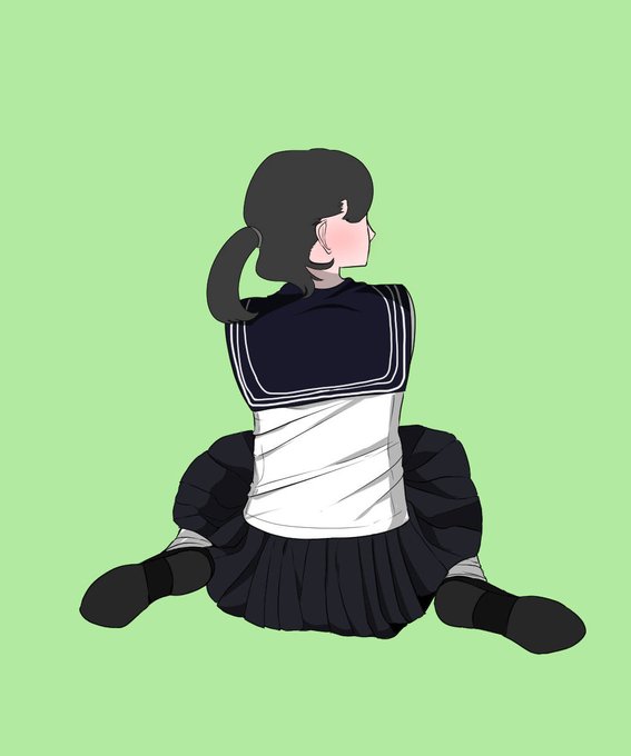 「黒髪 女の子座り」のTwitter画像/イラスト(古い順)