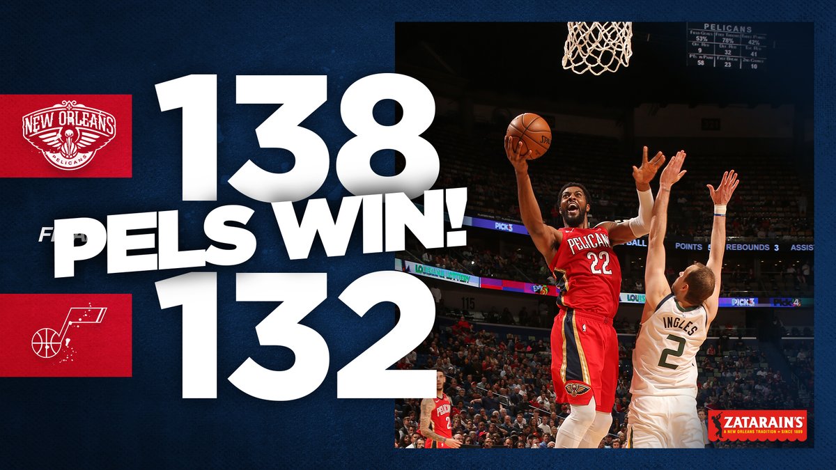 PelicansNBA's tweet photo. BALL. DON'T. LIE.
Pels snap the NBA's longest win streak in overtime!
#WontBowDown https://t.co/IOVZXiInp7