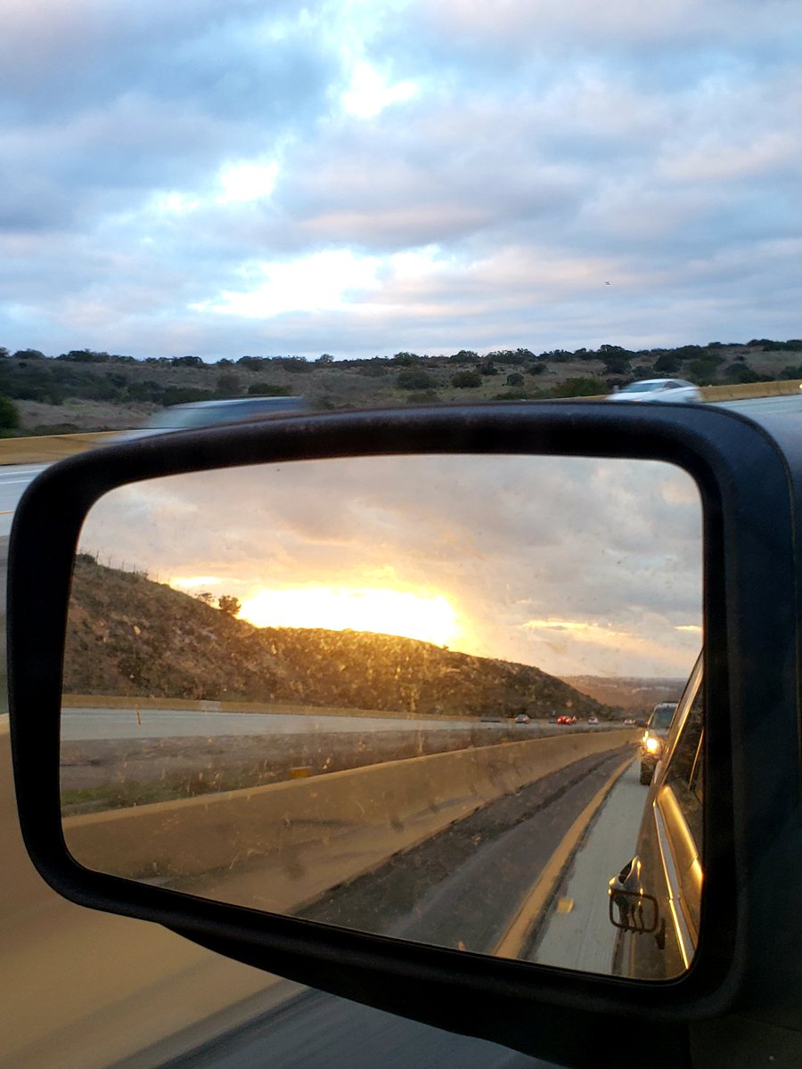DJBlount25's tweet photo. My wife loves taking pictures of the rear view mirror while we're road tripping. Her photos are always so dynamic. I decided to try one today, taking a shot of a beautiful sunset while headed East on Hwy 52. I didn't capture the landscapes beauty.
#MyFailure https://t.co/a8oNLh02Cs