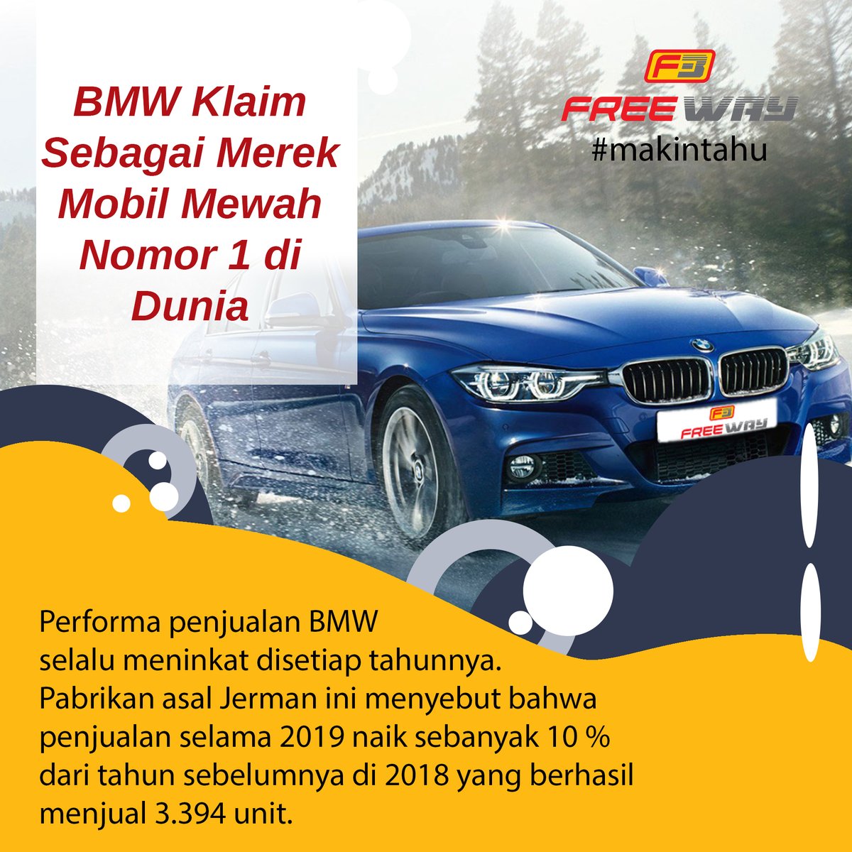 f3_freeway's tweet photo. Angka penjualan terbaik dalam sejarah diraih oleh BMW, perusahaan kendaraan BMW penjualan naik sebesar 10% lebih tinggi dari tahun 2018. Hasil tersebut, BMW menegaskan kembali posisinya sebagai produsen otomotif premium nomor satu di dunia
#BMW #F3freeway #jumatberkah #makintahu https://t.co/aAvxdKZatn