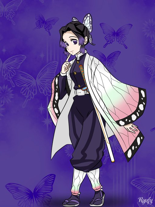 RYUFY(りゅうふぃー)さんがTwitterに投稿した胡蝶しのぶ(鬼滅の刃)のイラスト。