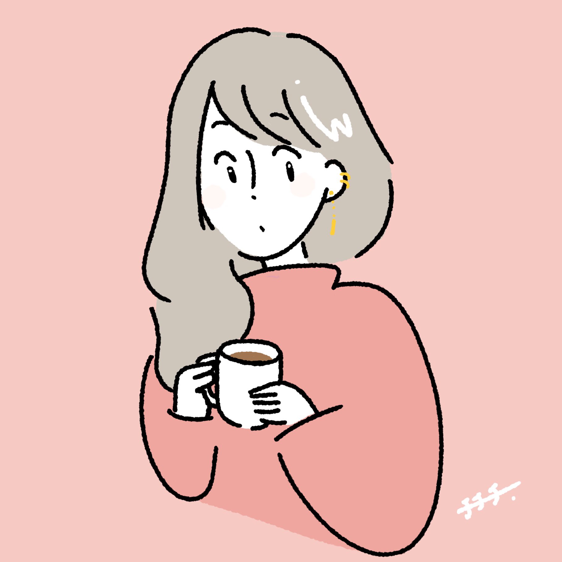 チチチ コーヒー好き Illust 絵が上手くなりたい イラスト ファッションイラスト 絵描きさんと繋がりたい Illustration イラスト好きな人と繋がりたい 絵 グラフィックデザイナー ドローイング 女の子イラスト コーヒーのある暮らし シンプル