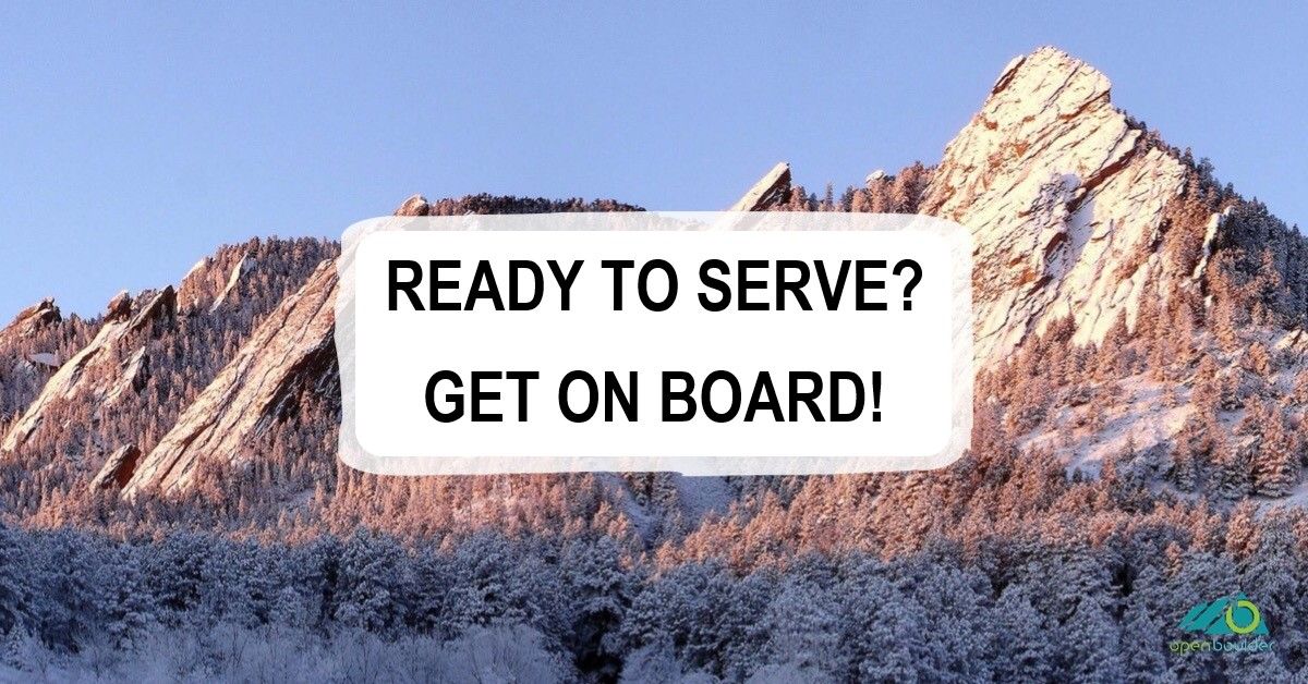 OpenBoulder's tweet photo. Do you love Boulder? Do you want to have a part in the decisions that matter? Find out why Boards and Commissions play such an important role in shaping where we live, work and play. Ask your burning questions and...Get on Board (or a Commission)! https://t.co/UbgQkTaBIj https://t.co/zRSRTcjGvm