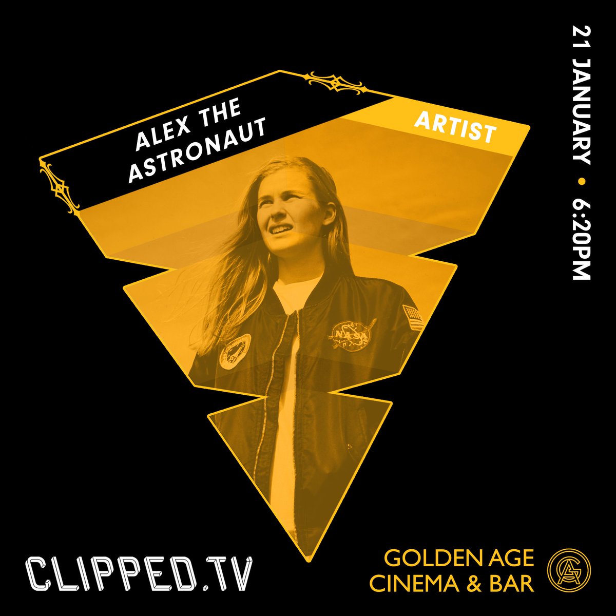 CLIPPED TV (@clippedtv) on Twitter photo BIG NEWS: <a href="/AtheAstronaut/">Alex the Astronaut</a> will be a special guest at CLIPPED Premieres on Tuesday night! We've been told she's bringing something exclusive for our wonderful audience, but that's all we know so far... 🤔
What are you waiting for? Grab your tickets from <a href="/goldenagesydney/">Golden Age Cinema & Bar</a> now! BIG NEWS: <a href="/AtheAstronaut/">Alex the Astronaut</a> will be a special guest at CLIPPED Premieres on Tuesday night! We've been told she's bringing something exclusive for our wonderful audience, but that's all we know so far... 🤔
What are you waiting for? Grab your tickets from <a href="/goldenagesydney/">Golden Age Cinema & Bar</a> now!