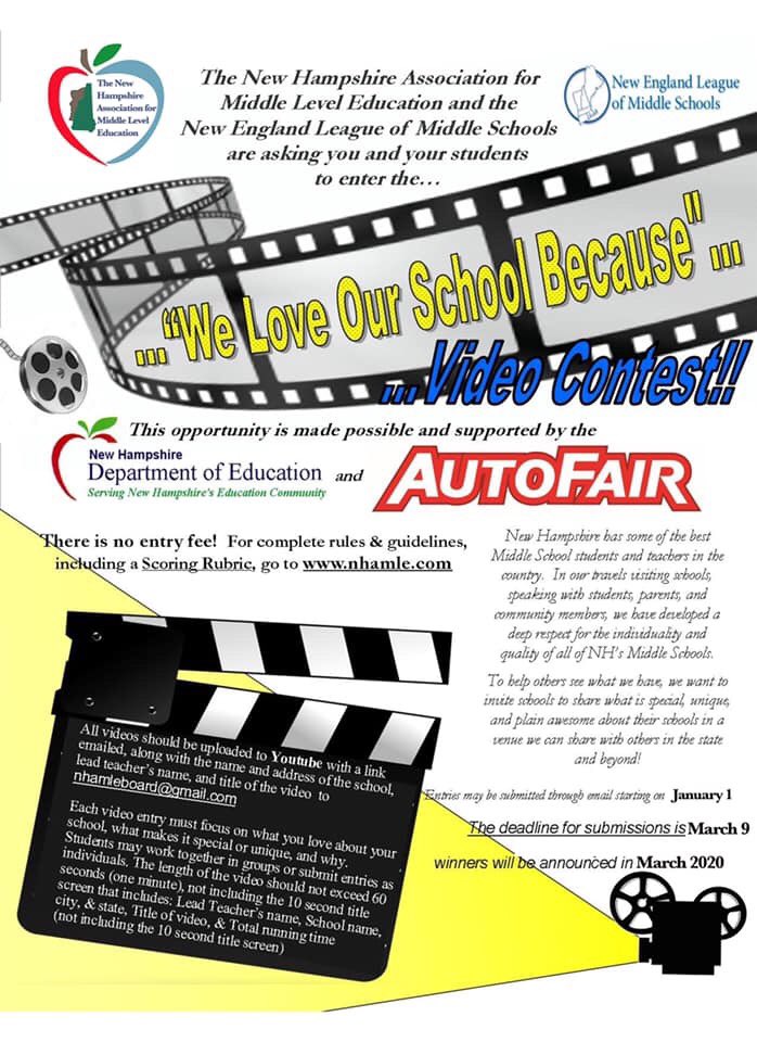 csousanh's tweet photo. There is still plenty of time to get your videos made.  It’s a great learning opportunity with cash prizes, awards, dinner recognition, and even if you don’t win you get an amazing video of your school!  Go to https://t.co/XBkS1QYELk for more info! @nhmidleveled #nhmidle #nhed https://t.co/1vuKg5D5oi