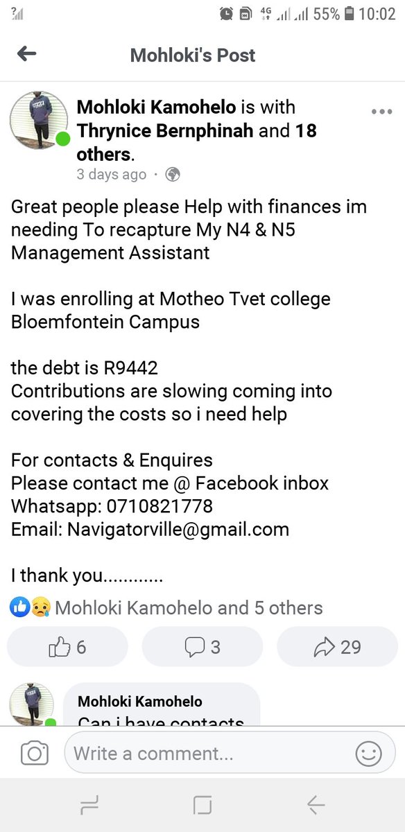 MoeketsiWelcome's tweet photo. A friend of mine is need of financial assistance to obtain his qualifications. Please Help!
#KeaJobSeeker
#TheMorningFlava
#WithMyBankBalance
#KwaMamMkhize https://t.co/XexFVjjCay