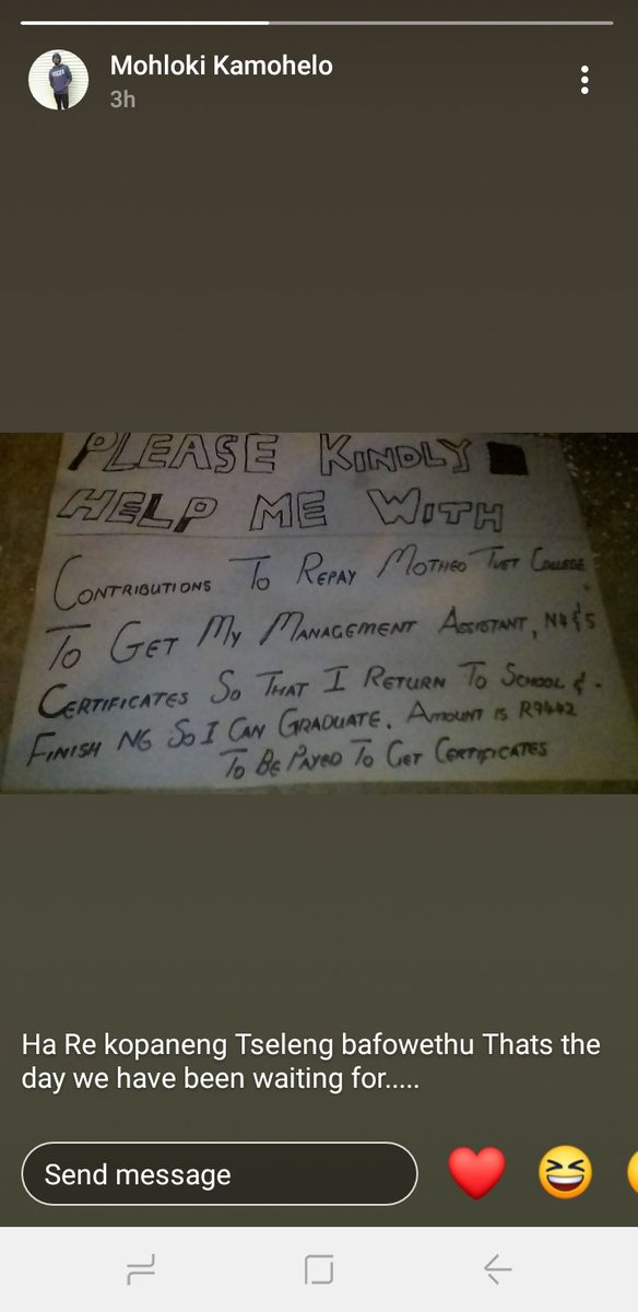MoeketsiWelcome's tweet photo. A friend of mine is need of financial assistance to obtain his qualifications. Please Help!
#KeaJobSeeker
#TheMorningFlava
#WithMyBankBalance
#KwaMamMkhize https://t.co/XexFVjjCay